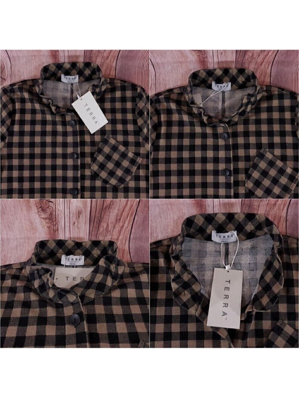 NWT Terra SJ Apparel Womens Size Small Taupe Button Front Shirt Tunic Top $113 - Picture 7 of 13